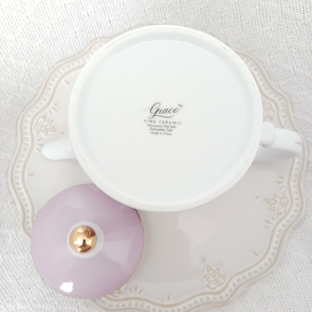Grace Fine Ceramic Purple Floral Teapot - Picture 8 of 13